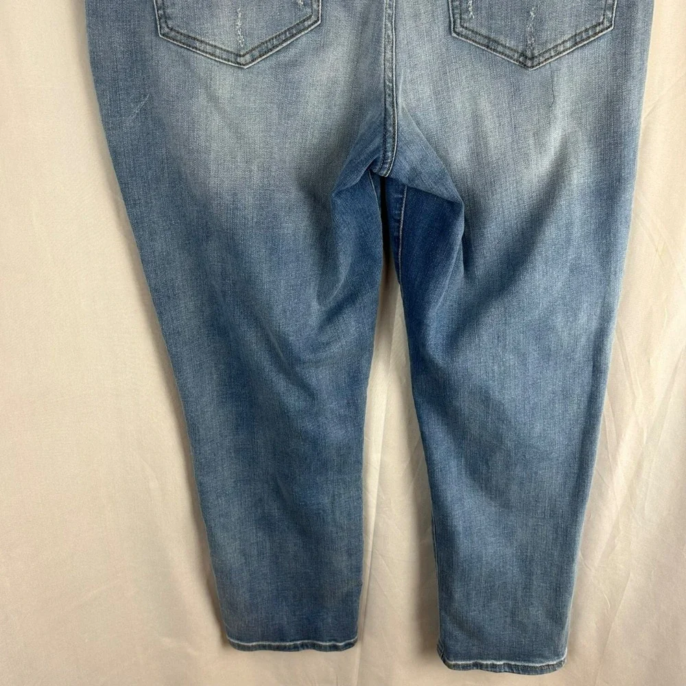Seven High Rise Stovepipe Straight‎ Denim Jeans Women 32 Blue Embroidery Flowers